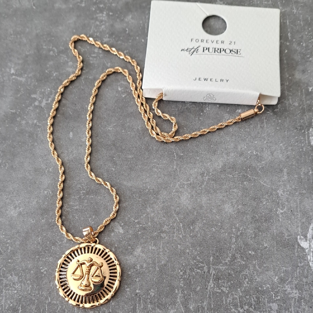 Forever 21 Gold Libra Pendant Necklace